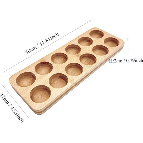 Plateau de rangement pour œufs, palette, support à œufs, étagère fixe, support à œufs de comptoir, vitrine réfrigérée compacte en bambou naturel pour chocolat, sushis, organisation de la cuisine, conv (1/5)