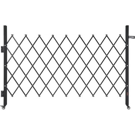 Puerta de Seguridad Plegable Individual, Puerta Retráctil de Tijera de Acero 190 x 131 cm con Cerradura y Ruedas Giratorias de 360° para Seguridad de Entrada, Garaje, Almacén y Piscina (1/5)