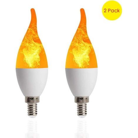 2Pcs Ampoule Flamme LED Flamme Effet Scintillant Ampoules De Feu Exterieur A Lenvers Ampoule Lampe Decoration Vintage pour Festival Hotel Bars Decoration De La Maison Veilleuse,E14