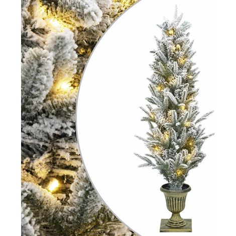 Mini Sapin de Noël, Arbre de Noël de table enneigé 120 cm 100 LED Blanc chaud PVC et PE Maison La Vie783 (1/5)