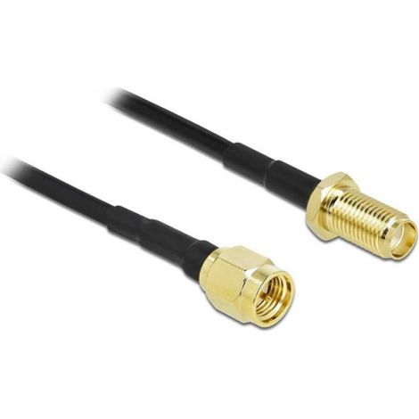 Cable Coaxial - SMA Mâle vers SMA Femelle - LMR100 - 7,5 m - Impédance 50 Ohm - Contacts Dorés - Noir