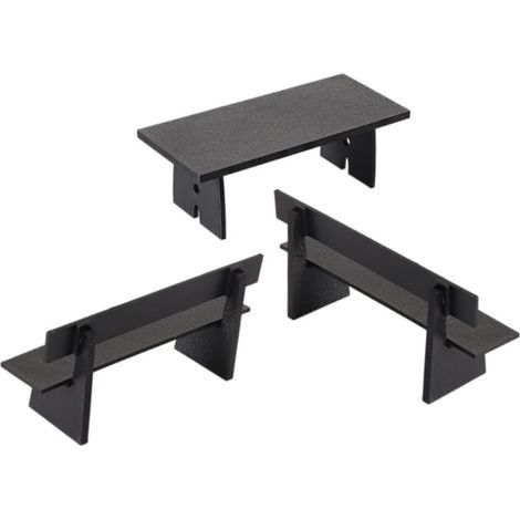 Accesorios para casa de muñecas, 3 piezas de muebles micro negros en plástico, banco y silla en miniatura, diseño realista para decoración DIY y paisajes en miniatura (1/5)
