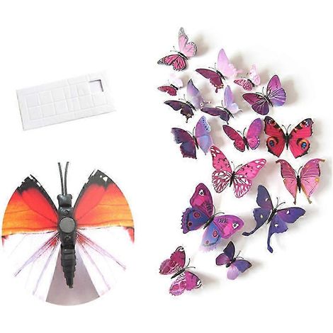 12 Papillons 3D Autocollants Muraux Décor Salon Maison Stickers Relief Stéréoscopique (1/5)
