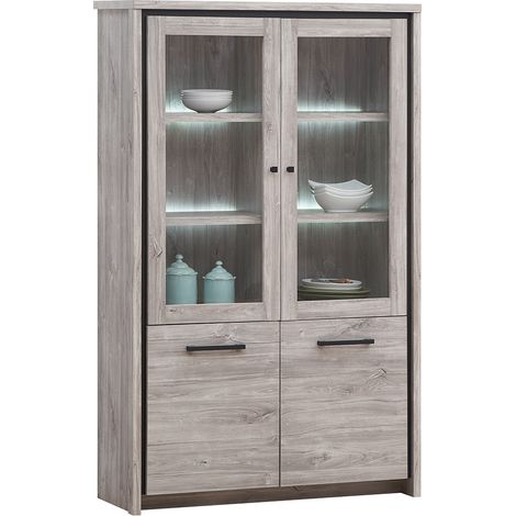 Vitrine contemporaine chêne gris Oliviera