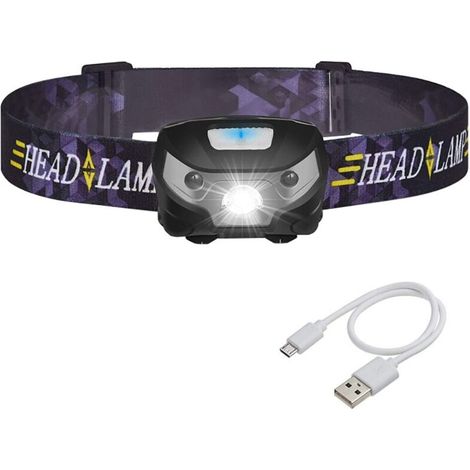Stirnlampe, USB, schwarz (1/5)