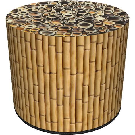 Pouf decorativo Bertoni, stampa bambù - pouf rotondo per soggiorno, ingresso, cilindro 40 cm, elegante, cerniera, lavabile (1/5)