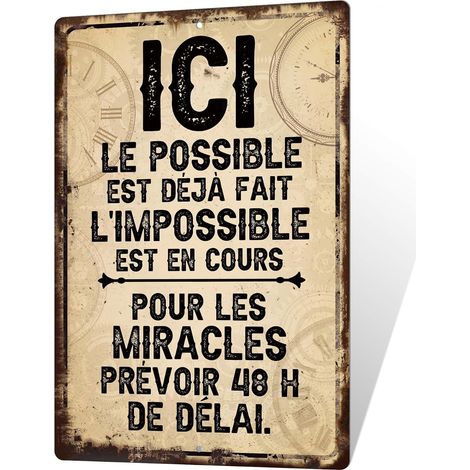 Plaque Métal Humour Bureau - Décoration Bureau Vintage en Aluminium, Panneau Décoratif Métallique 30x20 cm, Style Drôle pour Entreprise ou Maison (ICI) (1/5)