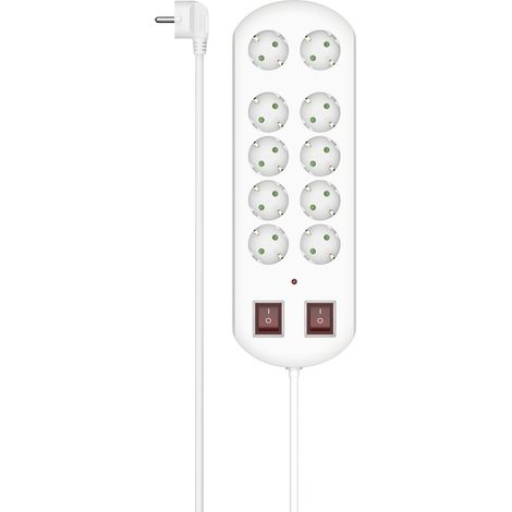 HAMA Regleta 10 Tomas C/Proteccion 2 Interruptores 2m Blanca