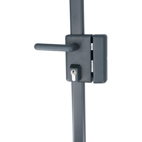 Serrure en applique multipoints verticale à poignée, série 8800, Tirant Gauche, 3 points de fermeture, 4 clés incluses, Gris