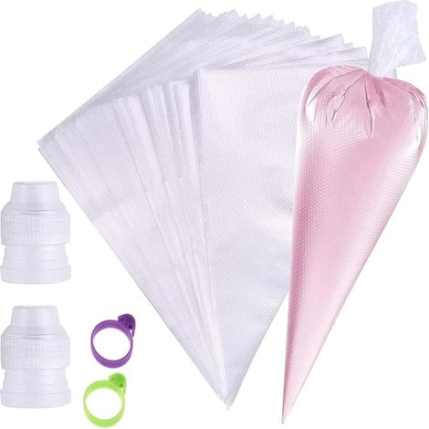 Lot de 300 poches à douille jetables transparentes, moyen, pâtisserie, décoration gâteau chocolat cuisine (1/5)