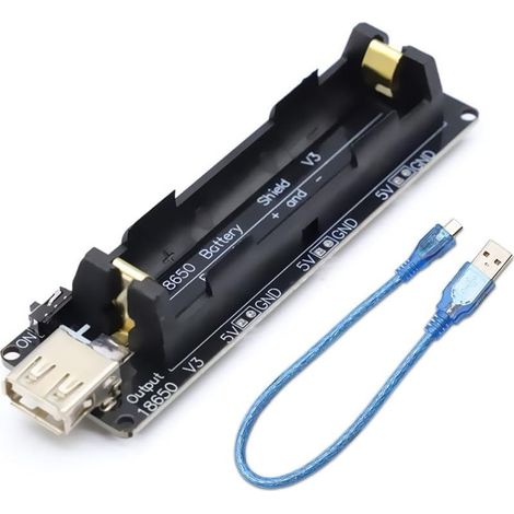 18650 Battery Expansion Shield V3 Port Micro-USB, 18650 Battery Shield 5V V3 Chargeur Micro-USB avec câble USB pour Raspberry Pi et Arduino (1/5)