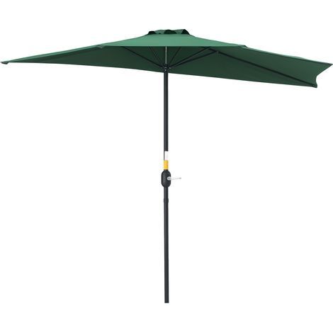 Demi-Parasol Ø 2.7 m parasol de balcon 5 entretoises métal polyester vert (1/5)