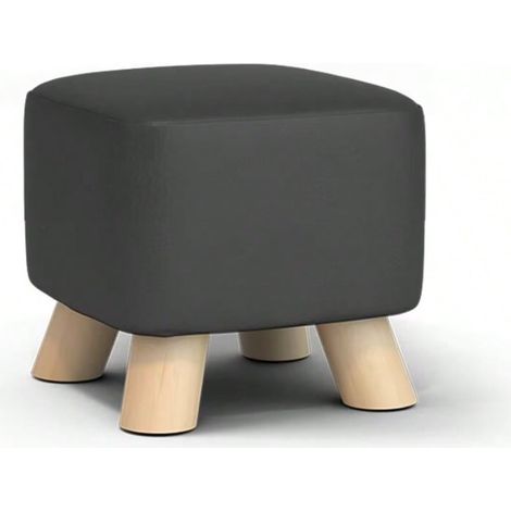 Petit Pouf , Repose-Pieds, Ottomane Carré avec Pieds en Bois Stable, Tabouret Bas, Tabouret de Canapé pour Salon, Chambre à Coucher, 28 × 21 CM Blanc