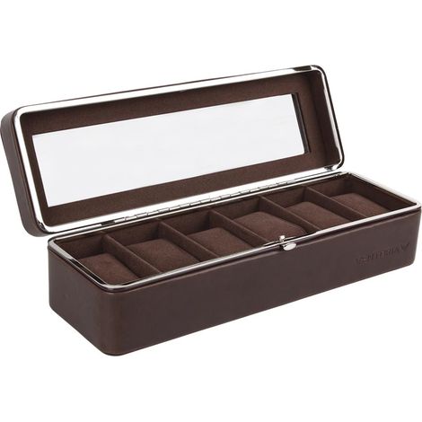 Boîte De Rangement Pour Montres 6 Unités Cuir Marron