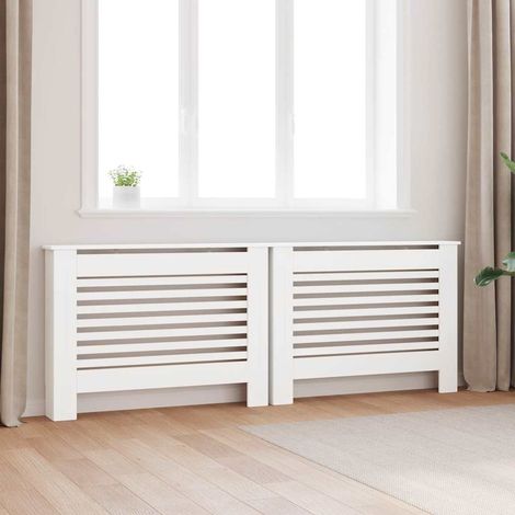 vidaXL Cubiertas para radiador 2 unidades MDF blanco 112x19x81,5 cm (1/4)