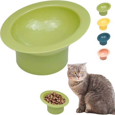 Gamelle surélevée pour chat - Design incliné anti-vomissements - Facile à nettoyer - Vert