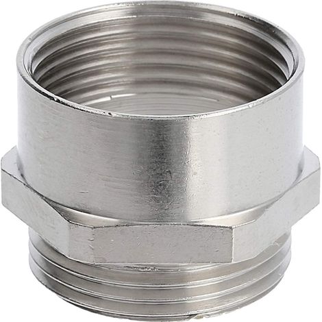 Zwischenstutzen M/M M25x1,5 MSZ-M25 kurz Sechskant Messing (CuZn) vernickelt Anschlussgewinde 7,0mm - 1 Stück (1/2)