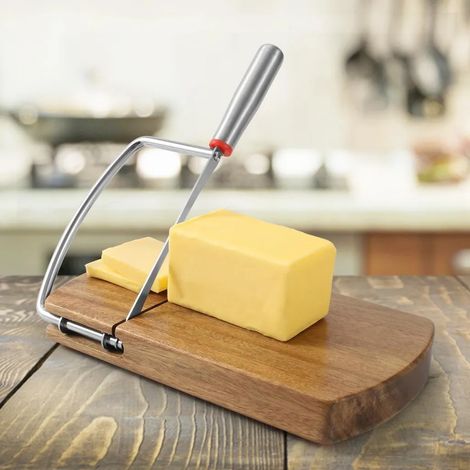 Trancheuse à fromage en bois d'acacia avec lame en acier inoxydable, 22 cm, idéale pour le service à table (1/5)