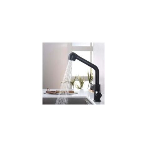 Rubinetto da cucina con doccetta estraibile, miscelatore a 2 getti, lavello da cucina in acciaio inox nero - Crezuo