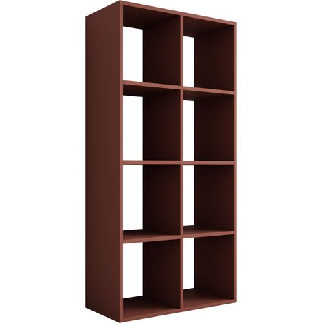 Bibliothèque à 8 compartiments – Couleur : rouge brique – 147 × 74 × 30 cm, verticale ou horizontale (1/5)