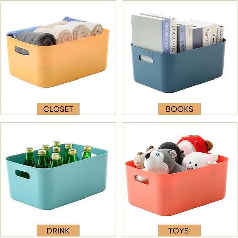 Set mit 4 stapelbaren Aufbewahrungsboxen aus Kunststoff mit Deckel, für Küche, Badezimmer, Büro und Kinderzimmer (M) (1/4)