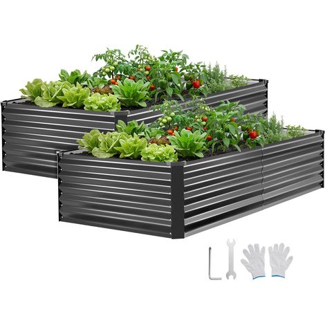 VEVOR Fioriera Rialzata in Metallo da 2 Pezzi Zincata 2030x1020x460 mm, Aiuola Rialzata per Giardinaggio Rettangolare in Metallo da Esterno Fioriera Rialzata Coltivazione Fiori Verdure Piante Orto (1/5)