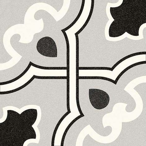 Carrelage sol / mur effet ciment motif fleur 20x20 cm ALAMEDA BUCARELI GRIS (vendu par boite de 1m2)