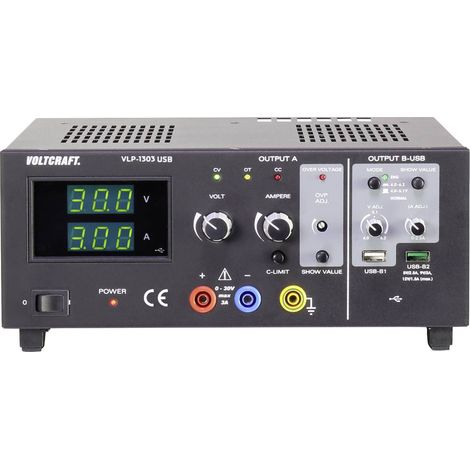 VOLTCRAFT VLP-1303 USB Alimentatore da laboratorio regolabile 0 - 30 V 0.01 - 3 A 123 W OVP Num. uscite 3 x (1/4)