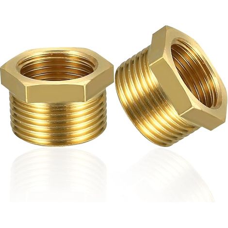 2 pièces Réducteur en laiton Adaptateur 1 à 3/4 pouces(AG Ø 32.5mm x F Ø 25mm)Réducteur AG/IG, Filetage mâle à mamelon femelle,Raccord fileté pour conduites d’eau (1" auf 3/4") (1/5)