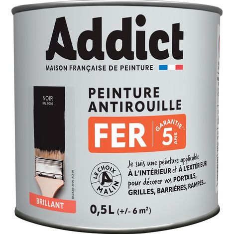 Vernice antiruggine per ferro 0,5 litri nero lucido - Addict