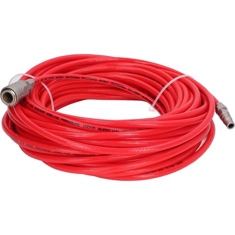 Tuyau d'air comprimé haute pression 20m, diamètre intérieur 5mm extérieur 8mm, tube PU pneumatique rouge avec raccord 1/4in NPT. (1/5)