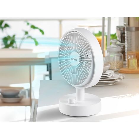 Mini Tischventilator mit Akku, tragbarer USB Camping Ventilator leise, Höhe 24cm