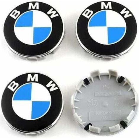 Cache moyeu 68mm pour BMW  Lot de 4 pièces en aluminium et plastique ABS  Installation facile  Améliore l'esthétique des jantes (1/5)