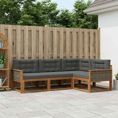 vidaXL Conjunto de sofás de exterior 4 uds. Natural y Antracita (1/5)