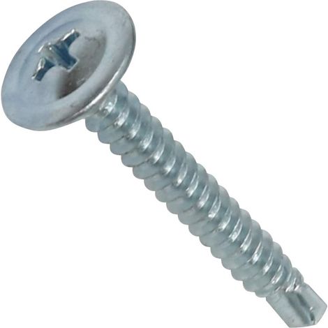 C44742 - Pack of 100 - Self-drilling sheet metal screws - with large domed head - Ø4.2x32mm - in zinc-plated steel - with cross recess - DIY - Renovation- (1/5)