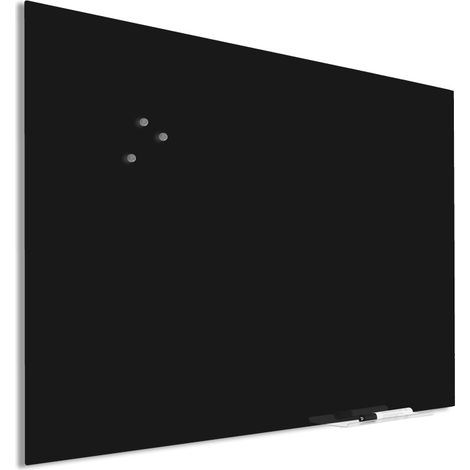 Pizarra de vidrio premium con fijación ciega - 60x90 cm - Negro
