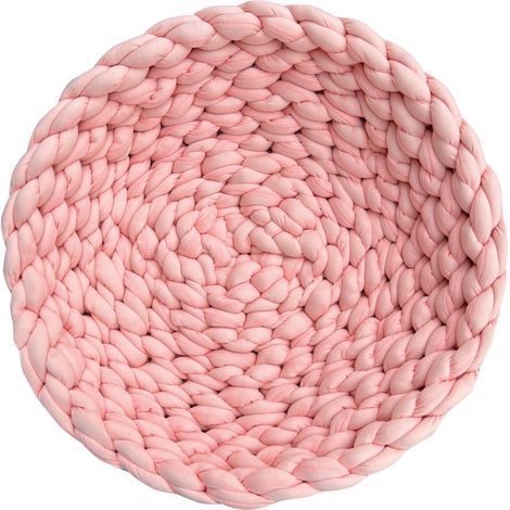 Katzenkorb Grobstrick geflochten 50 x 50 x 15 cm rosa Bett (1/3)
