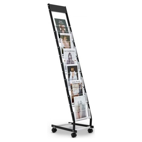 Expositor de Revistas Estrecho de 6 Compartimentos, Soporte para Folletos con Ruedas, Revistero Metálico de Pie para Periódicos, Literatura, para Tiendas, Exposiciones, Oficinas, Bibliotecas (1/5)