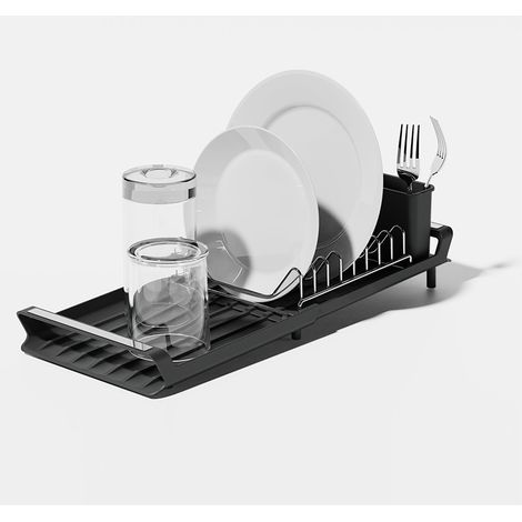 Égouttoir à couverts extensible en acier inoxydable - Noir (1/3)