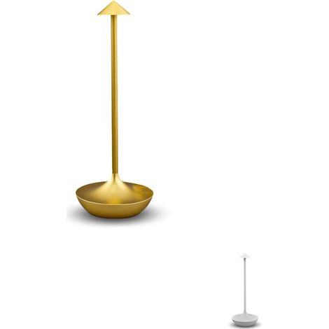 Lampada touch senza Fili con luce a LED dimmerabile in 3 Tonalità di Bianco - Misura 11x11x28cm e batteria 1800mHA - Paralume a FRECCIA - Oro (1/5)