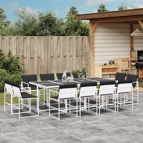 vidaXL Set da Pranzo da Giardino 13 pz con Cuscini Bianco in Textilene
