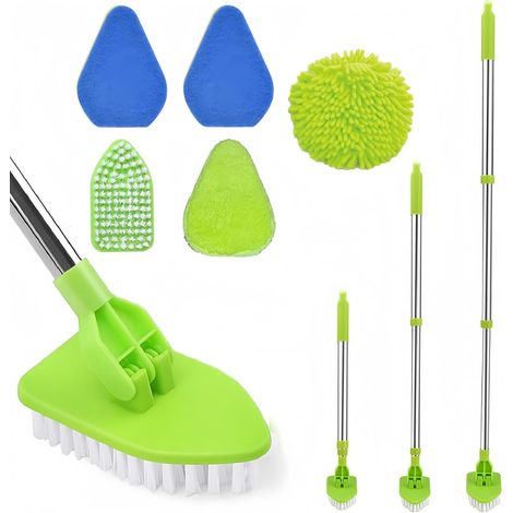 Brosse de Nettoyage avec Long Manche, Bross Nettoyage Salle de Bain, Brosse à Récurer de Douche, Brosses Telescopique Nettoye Balai Brosses Cleaning Brush pour Salle de Bain Baignoire Sol Mur (2) (1/5)