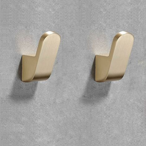 Simple towel hook, coat hook, kitchen coat hook, closet hook, hat hook, wall mounted with screws, gold color, set of 2 (1/5)