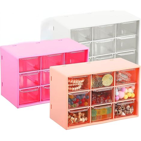 Boîte de rangement pour loisirs créatifs avec 9 tiroirs - Organisateur de bureau avec mini-tiroirs pour loisirs créatifs, bijoux, cosmétiques, matériel de couture et d'art - avec 9 tiroirs (1/5)