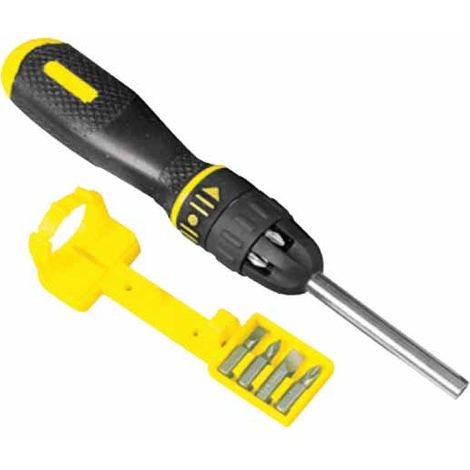 Cacciavite Portainserti a Crick - 10 Inserti - Standard - Phillips - Torx - Pozidriv - Quadrato - STANLEY, 0-68-010