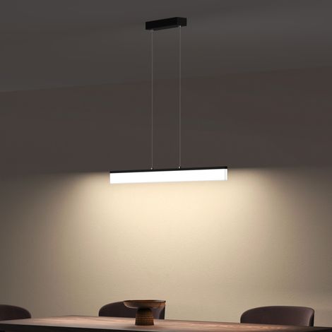 Pendelleuchte 905mm LED Hängelampe Dimmbar mit Fernbedienung 3000K/4000K/6000K Verstellbares Kabel 20W matt Schwarz Hängeleuchte für Esszimmer Wohnzimmer Schlafzimmer