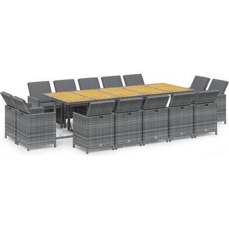 Maison Exclusive - 15-tlg. Garten-Essgruppe mit Auflagen Poly Rat