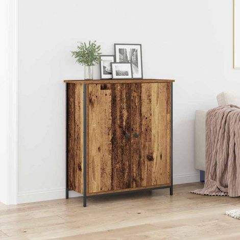 Buffet 2 portes en bois d’ingénierie, coloris bois ancien, 70 x 30 x 80 cm - PANGIVO (1/5)