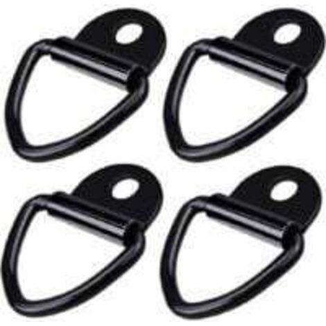 Lot de 4 Anneaux de Fixation en D - en Acier Inoxydable Robuste - pour remorques, camions, Roues, Bateaux - Noir