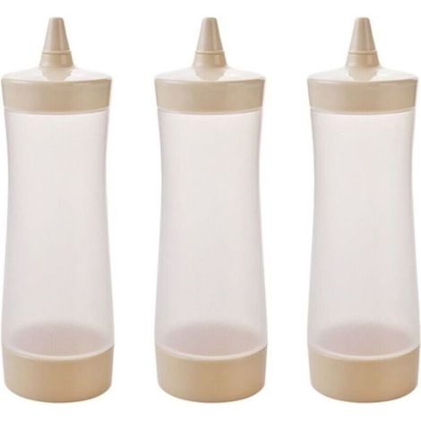 Set mit 3 Quetschflaschen aus Kunststoff für Gewürze, Soßenspender, Grillzubehör für Ketchup, Senf,